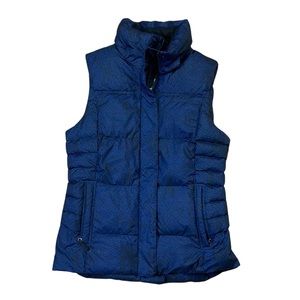 Patagonia women’s M Medium blue geo print full zip up down fill puffer vest EUC